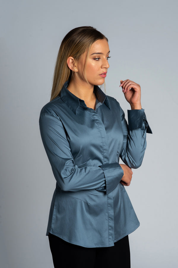 Joy Pleated Shirt - Grey - Farinaz Taghavi