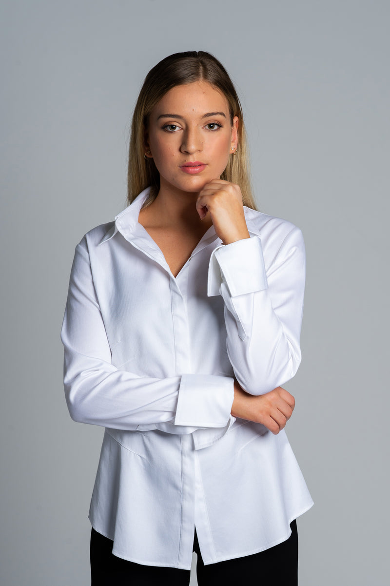 Joy Pleated White Shirt - Farinaz Taghavi
