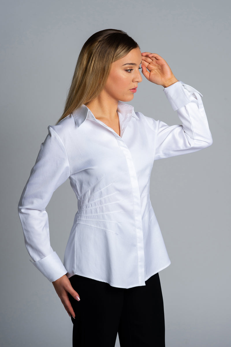 Joy Pleated White Shirt - Farinaz Taghavi