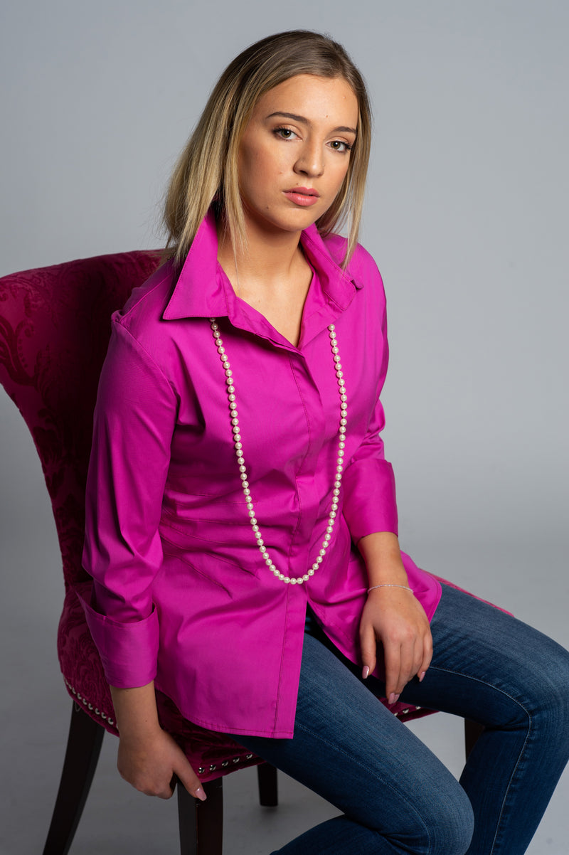 Joy Pleated Shirt in Pink - Farinaz Taghavi