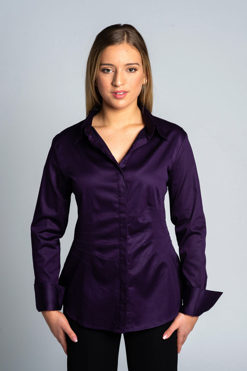 Joy Pleated Shirt in Purple - Farinaz Taghavi