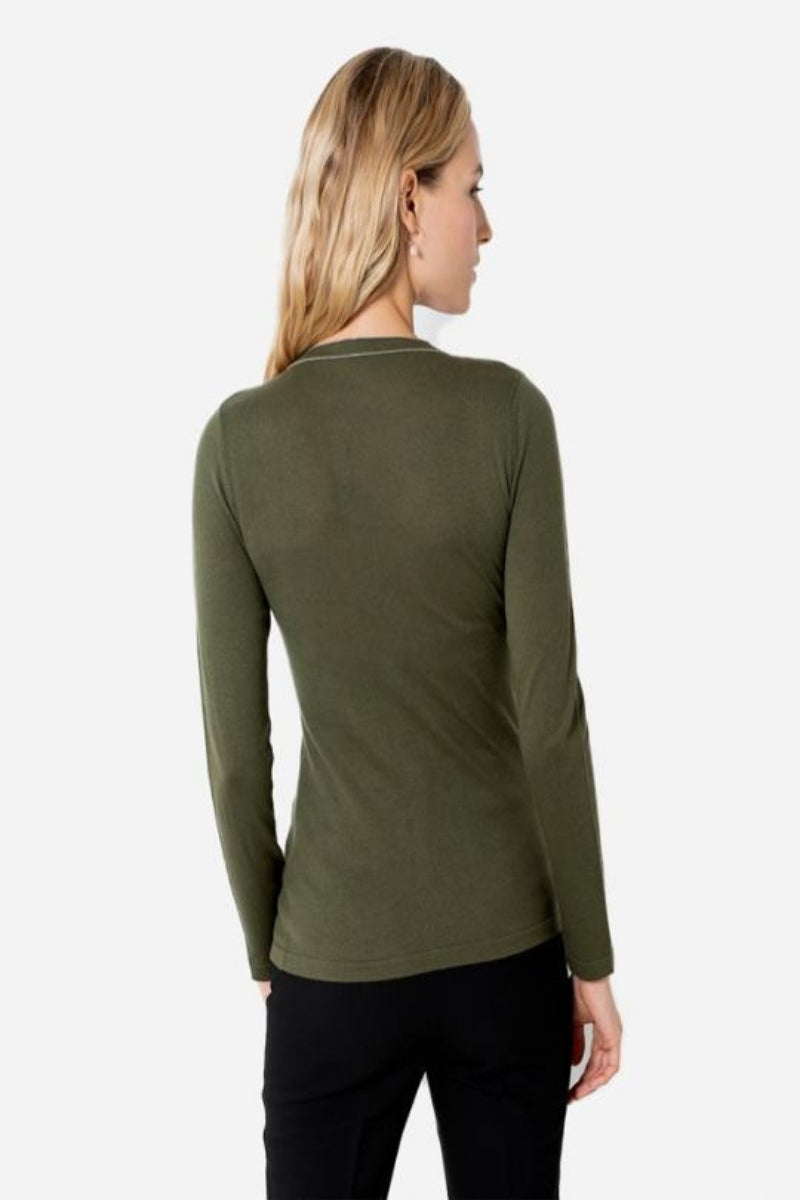 Silk Cashmere Crewneck - Olive Branch