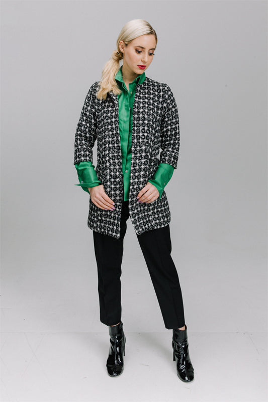 Plaid 3/4 Sleeve Jacket - Farinaz Taghavi