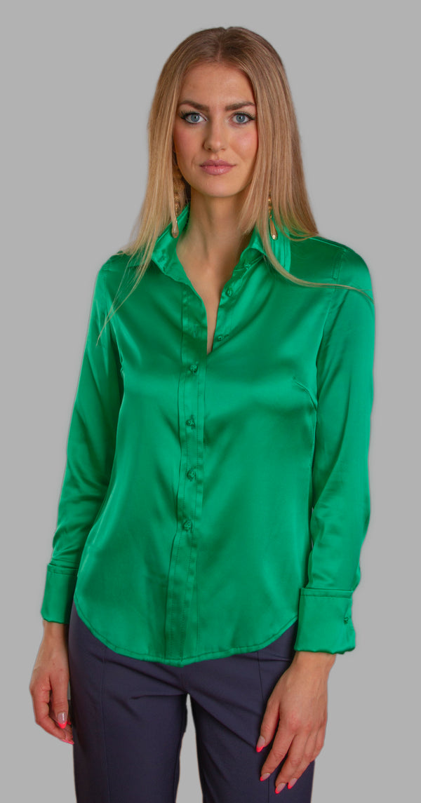 Drape Blouse with French Cuff - Green