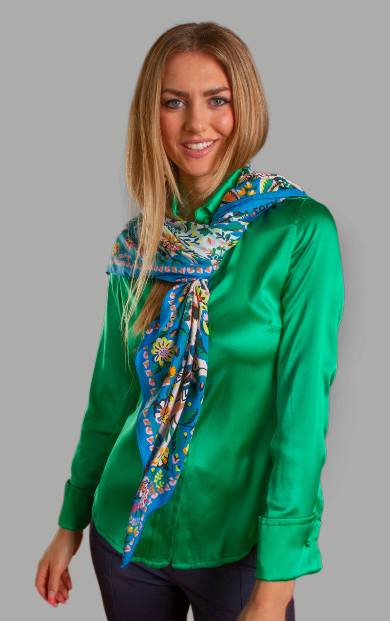 Drape Blouse with French Cuff - Green