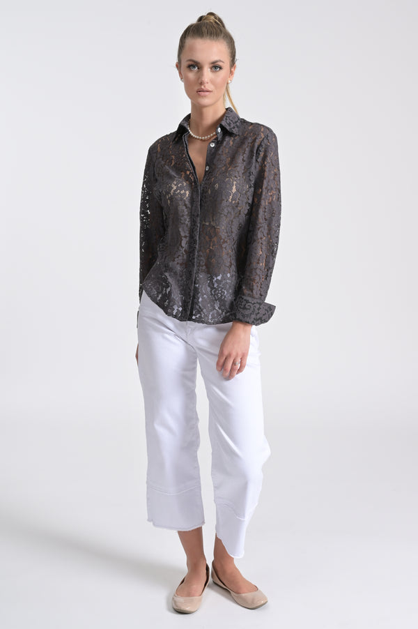 Attitude Shirt - Charcoal Lace - Farinaz Taghavi