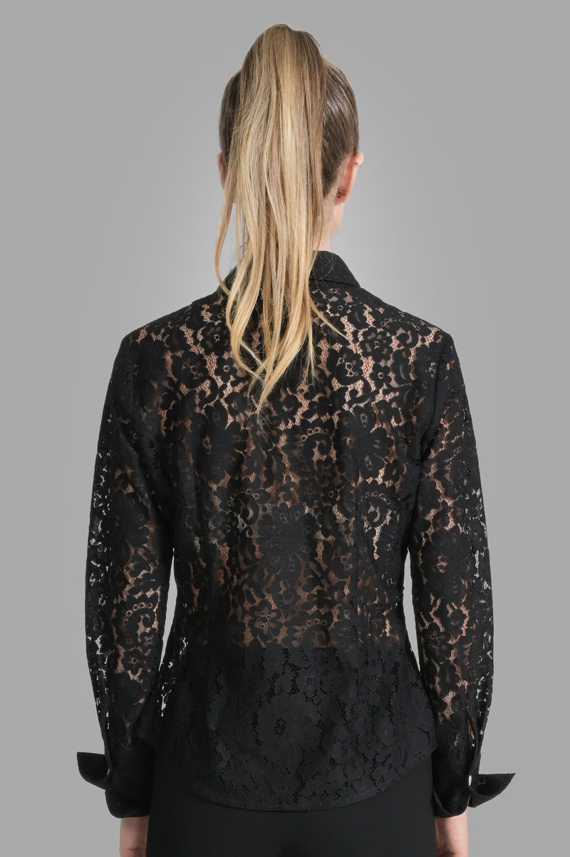 Attitude Lace Shirt - Black - Farinaz Taghavi