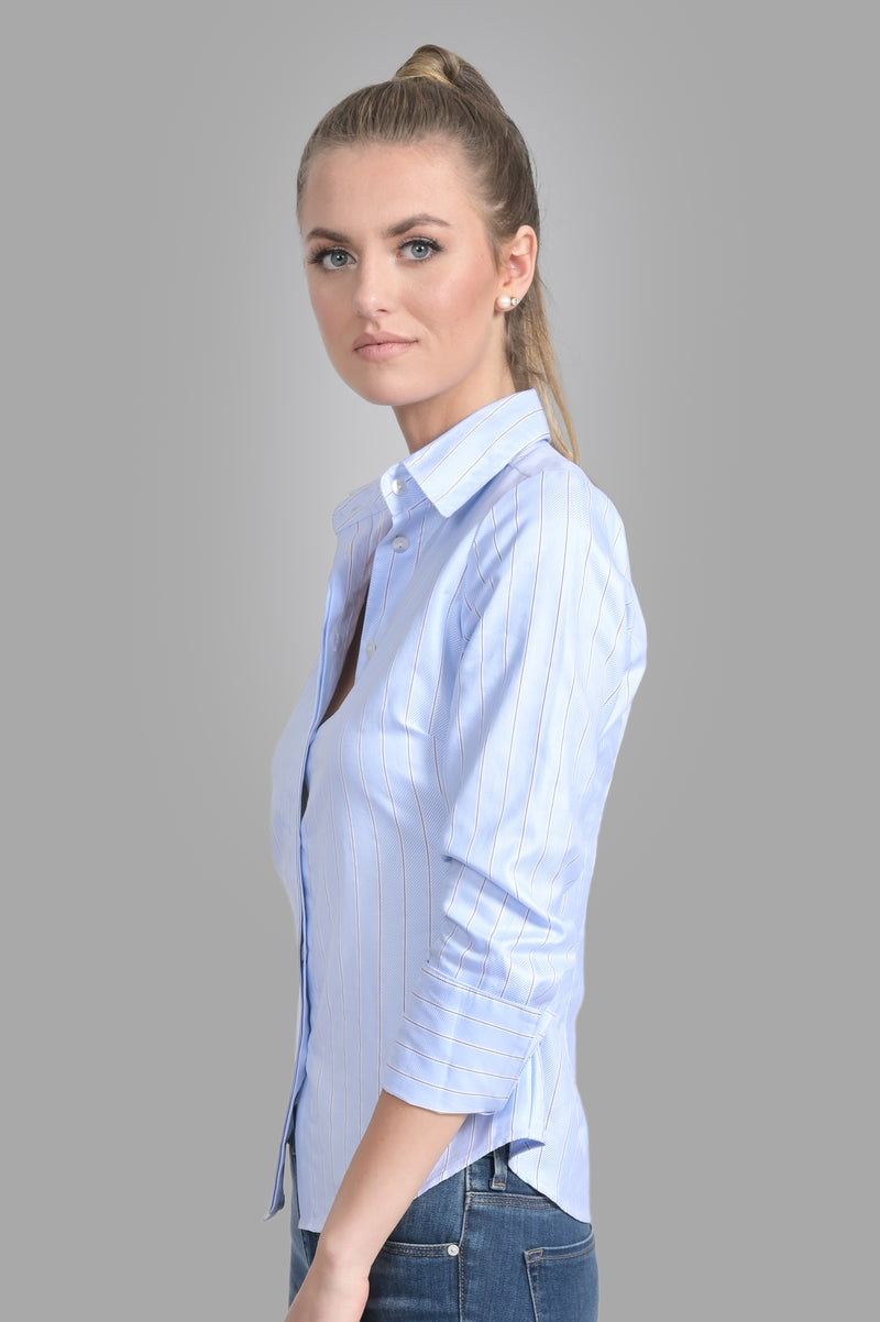 Attitude Classic Stripe Shirt - Powder Blue - Farinaz Taghavi