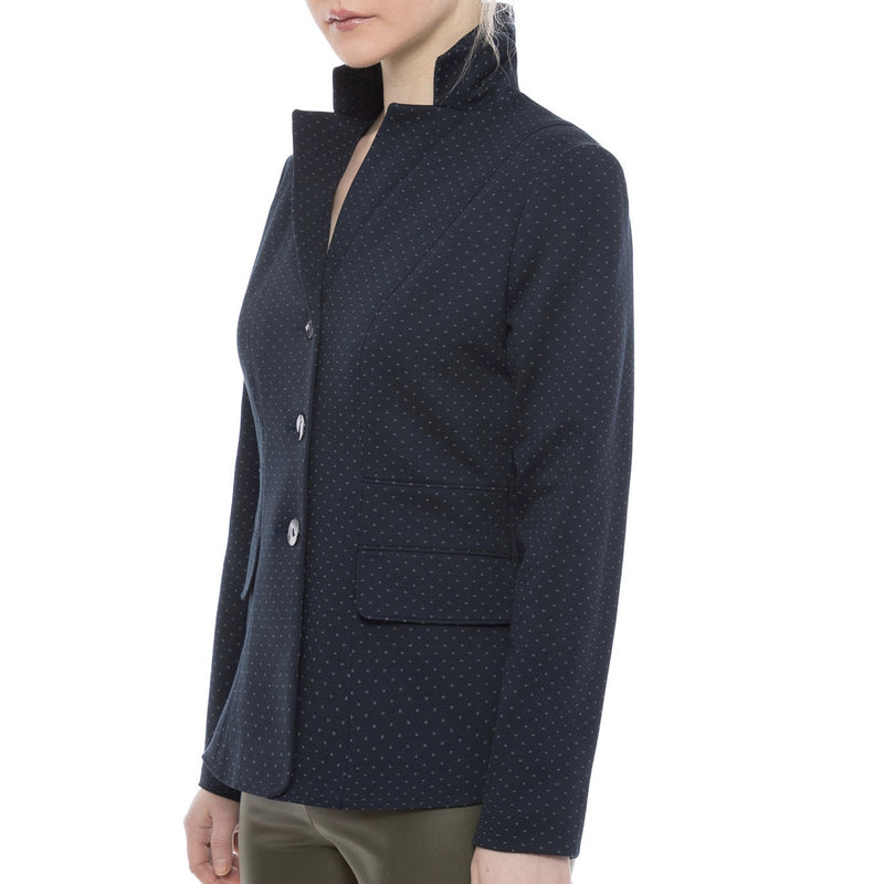 Stretch Cotton Blazer - Navy - Farinaz Taghavi