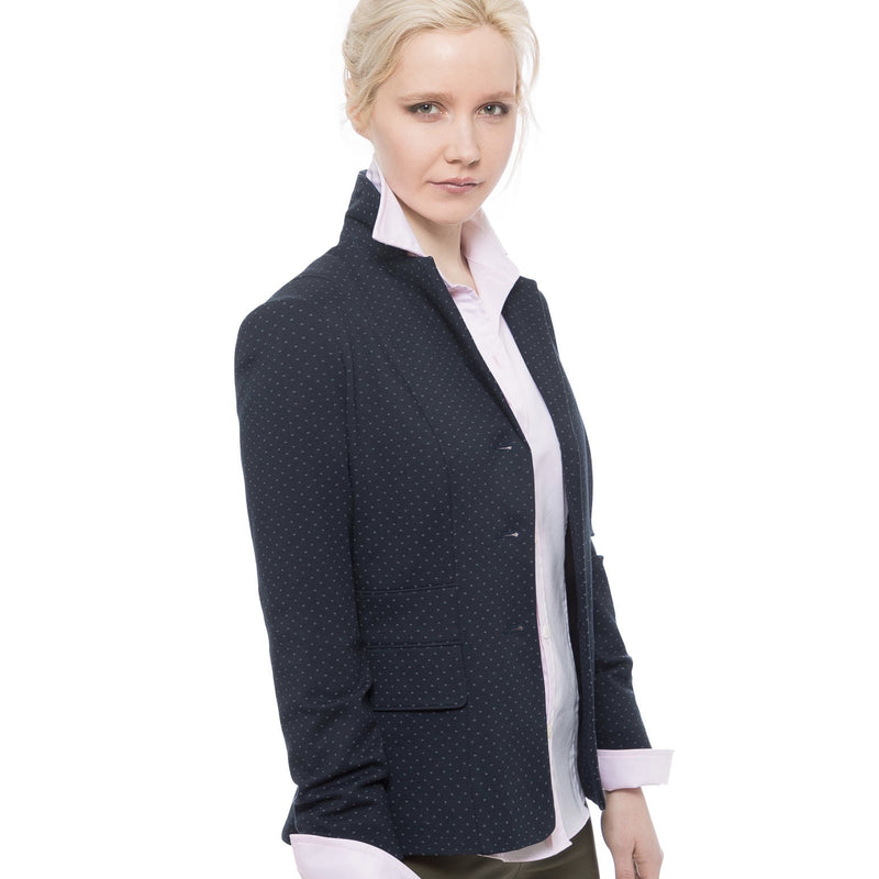 Stretch Cotton Blazer - Navy - Farinaz Taghavi