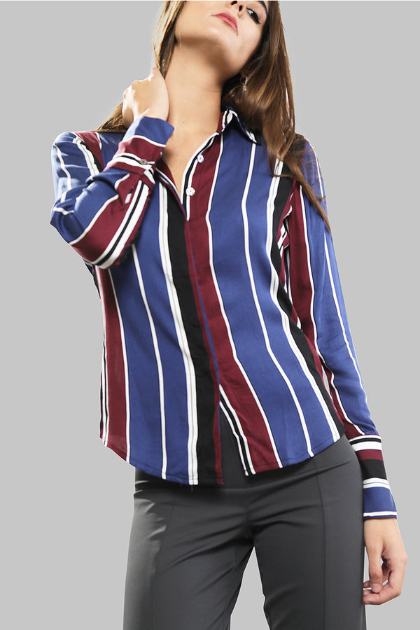 Attitude- Satin Blue and Red Striped