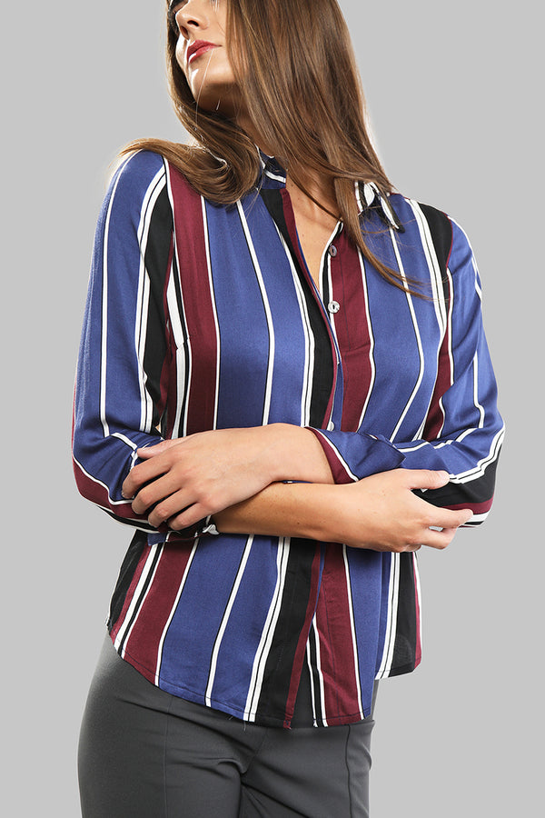 Attitude- Satin Blue and Red Striped