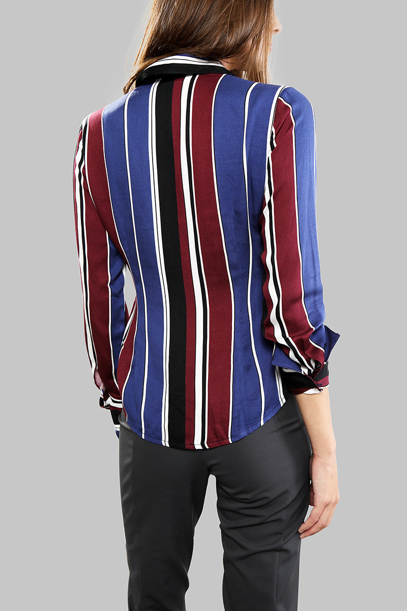 Attitude- Satin Blue and Red Striped