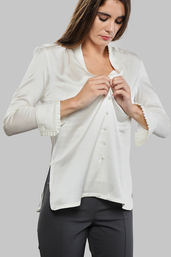 Pleated Tunic - Pearl White
