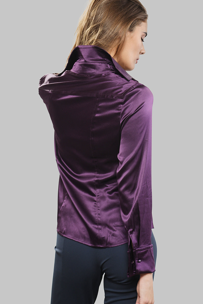 Drape Blouse with French Cuff - Purple Royale