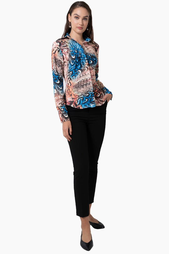 Attitude Soft Feathers Blouse - Blue - Farinaz Taghavi