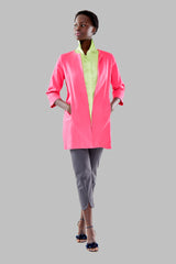Pink Cotton Jacket 3/4 Sleeve With Bird and Flower Lining