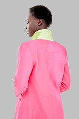 Pink Cotton Jacket 3/4 Sleeve With Bird and Flower Lining