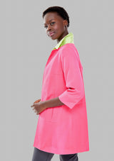 Pink Cotton Jacket 3/4 Sleeve With Bird and Flower Lining
