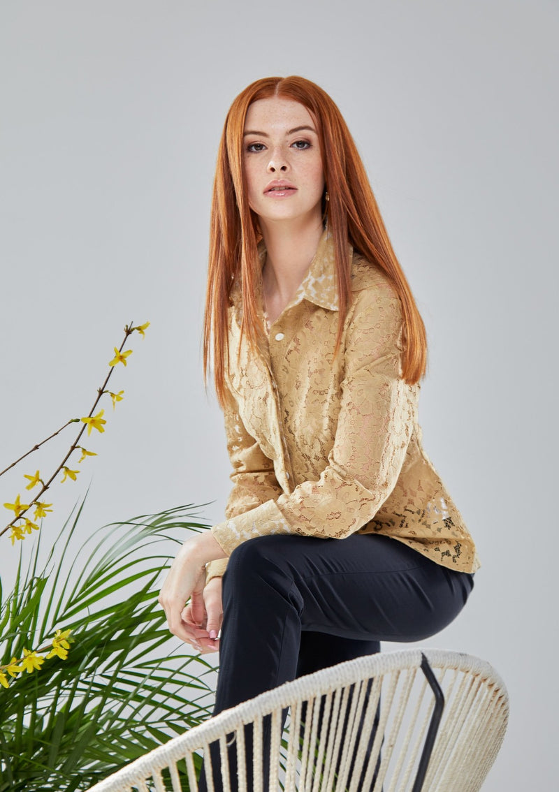 Attitude Lace Shirt in Nude