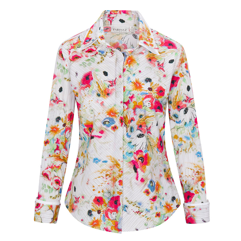 Double Collar - Warm Floral Stripe