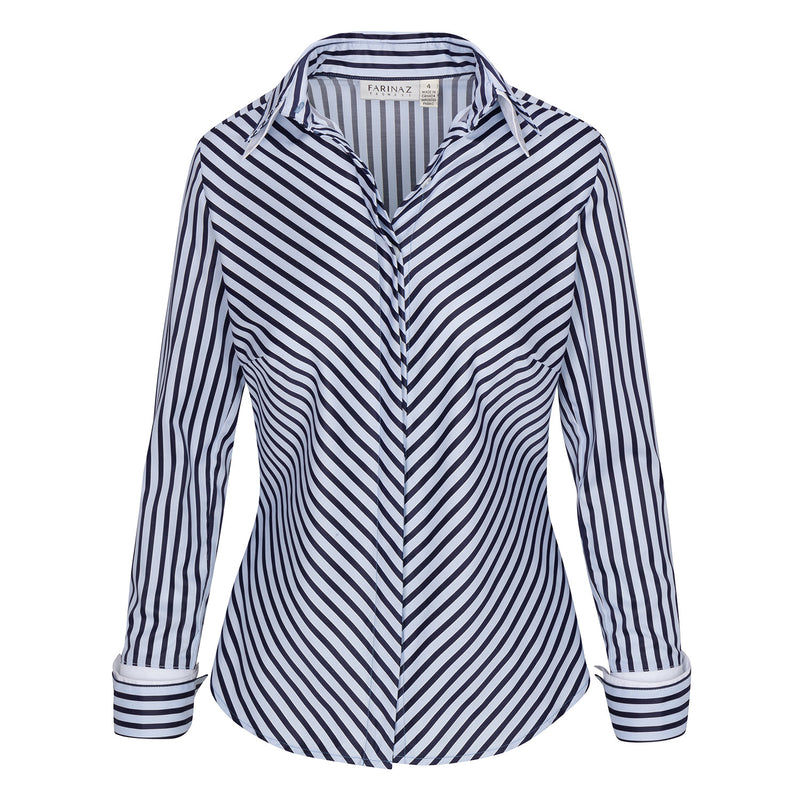 Double Collar - Navy Stripe