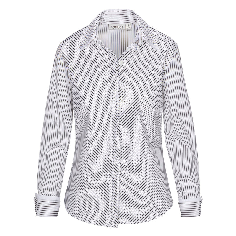 Double Cuff, Double Collar- Black/White Stripe