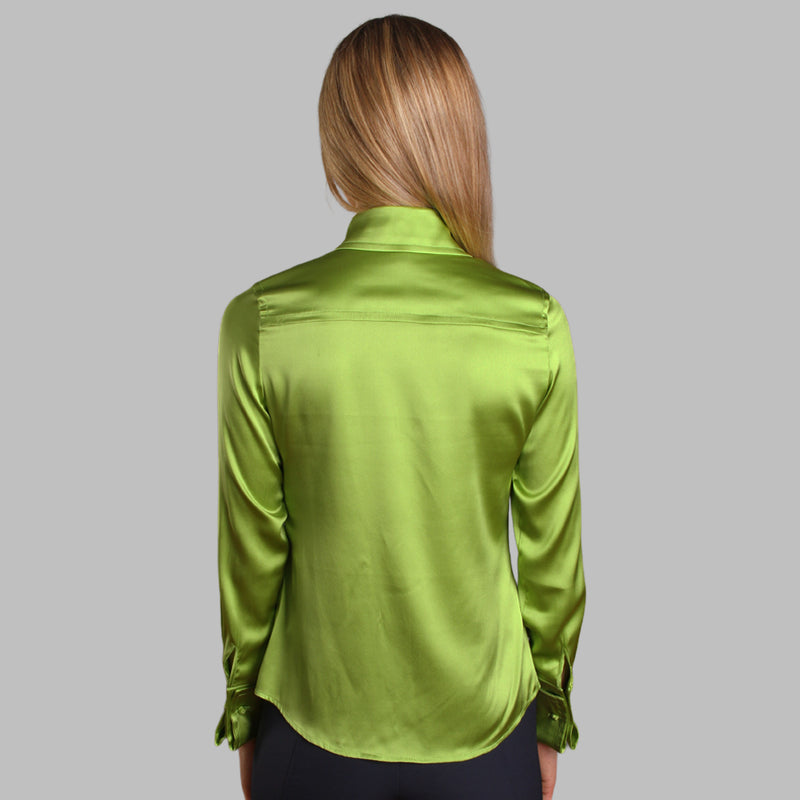 Drape Blouse with French Cuff - Chartreuse