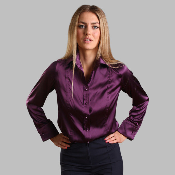 Drape Blouse with French Cuff - Purple Royale