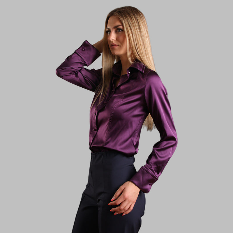 Drape Blouse with French Cuff - Purple Royale