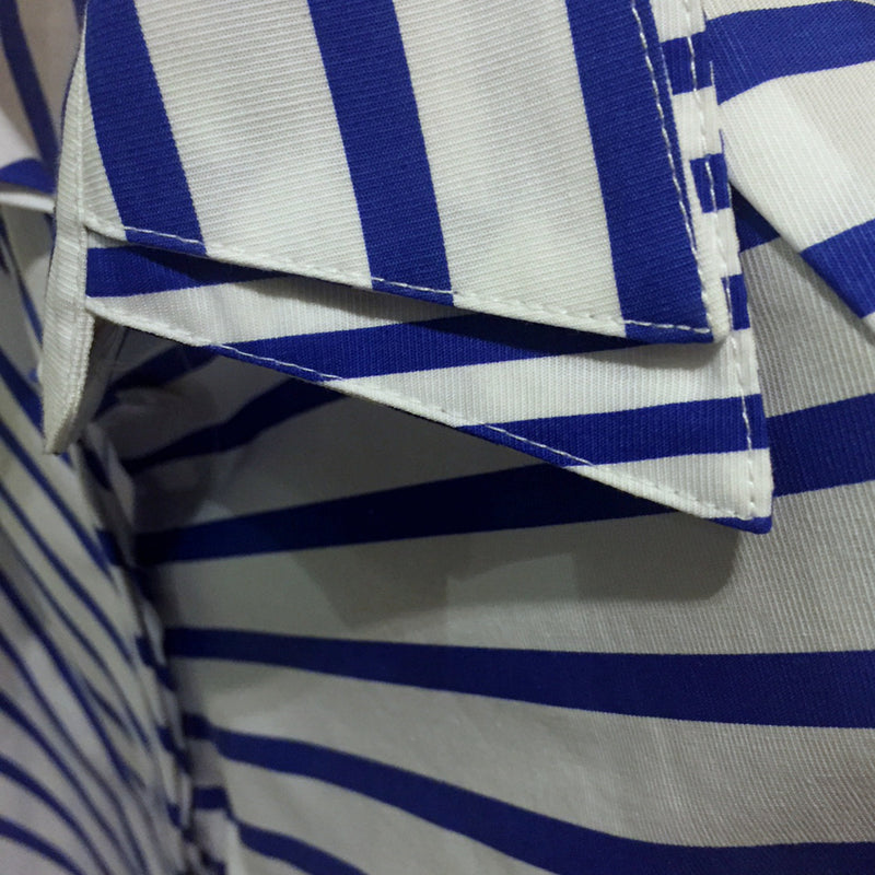 Double Collar - Royal and White Stripe - Farinaz Taghavi