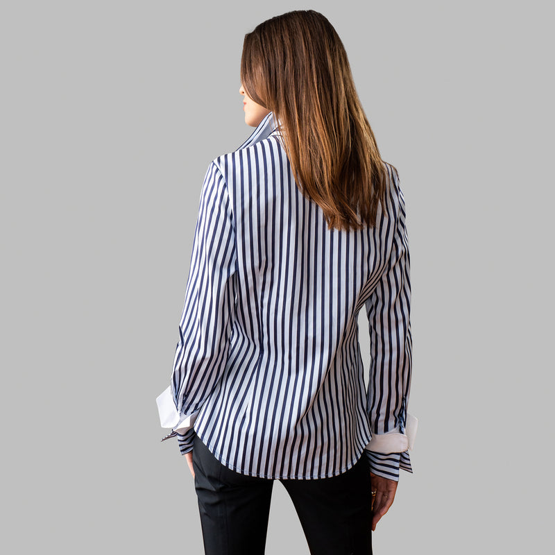 Double Collar - Navy Stripe