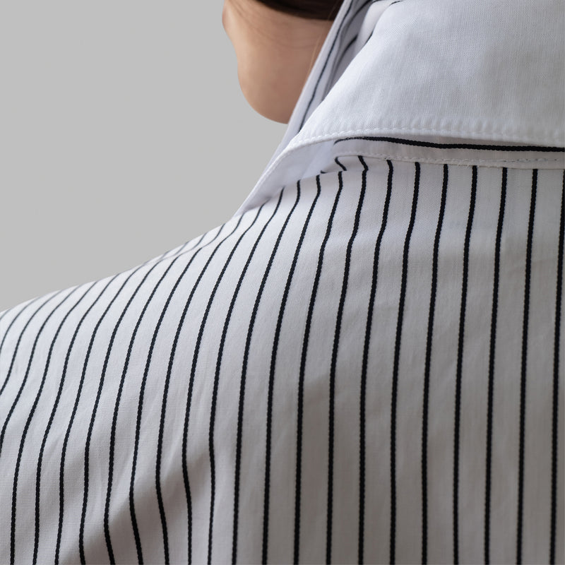 Double Cuff, Double Collar- Black/White Stripe