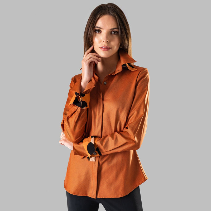 Double Cuff, Double Collar - Burnt Orange Crossweave