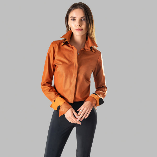 Double Cuff, Double Collar - Burnt Orange Crossweave