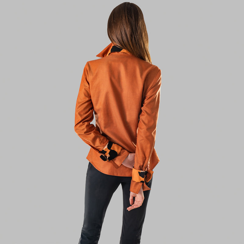 Double Cuff, Double Collar - Burnt Orange Crossweave