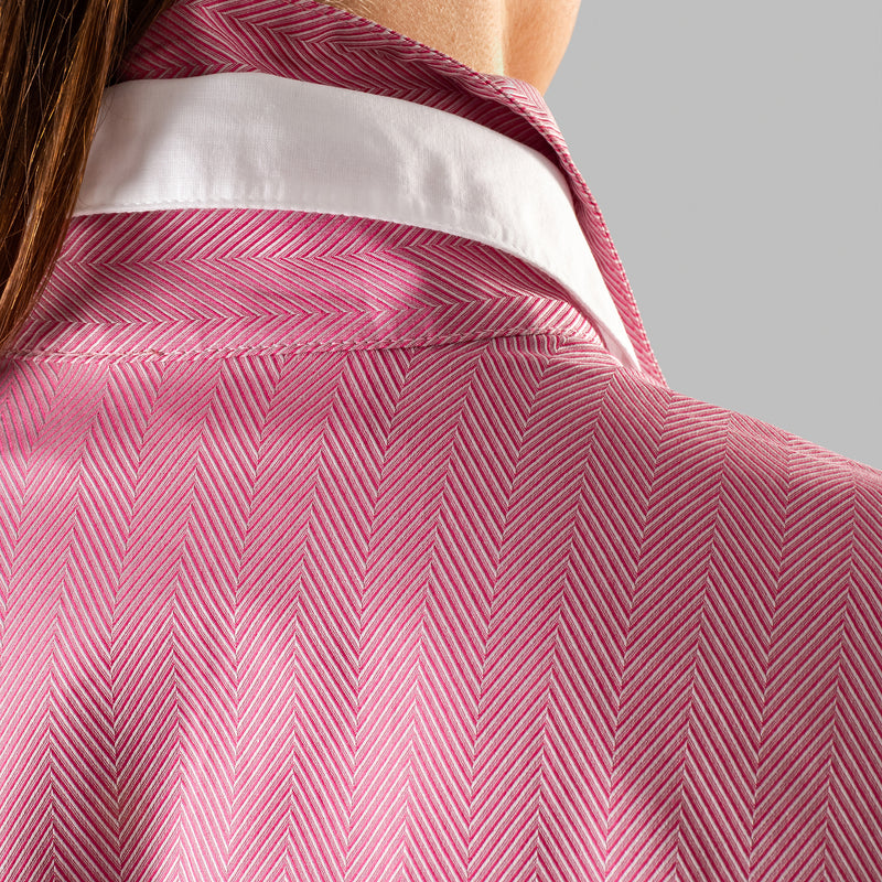 Double Cuff, Double Collar - Pink Herringbone