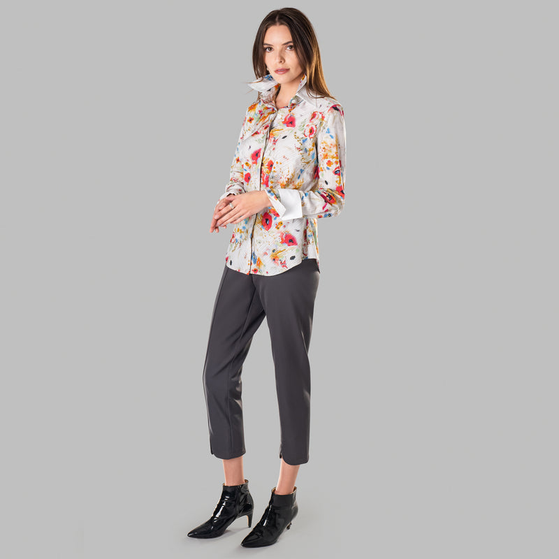Double Collar - Warm Floral Stripe