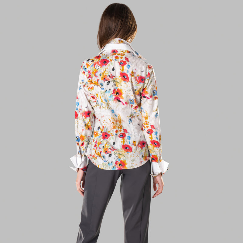 Double Collar - Warm Floral Stripe