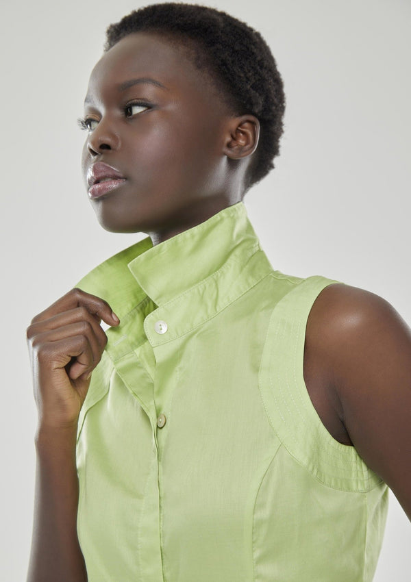 Detail Tailored Sleeveless Collared Shirt