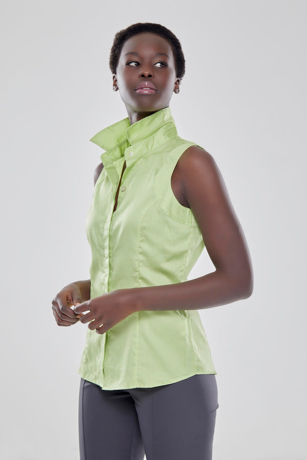 Detail Tailored Sleeveless Collared Shirt