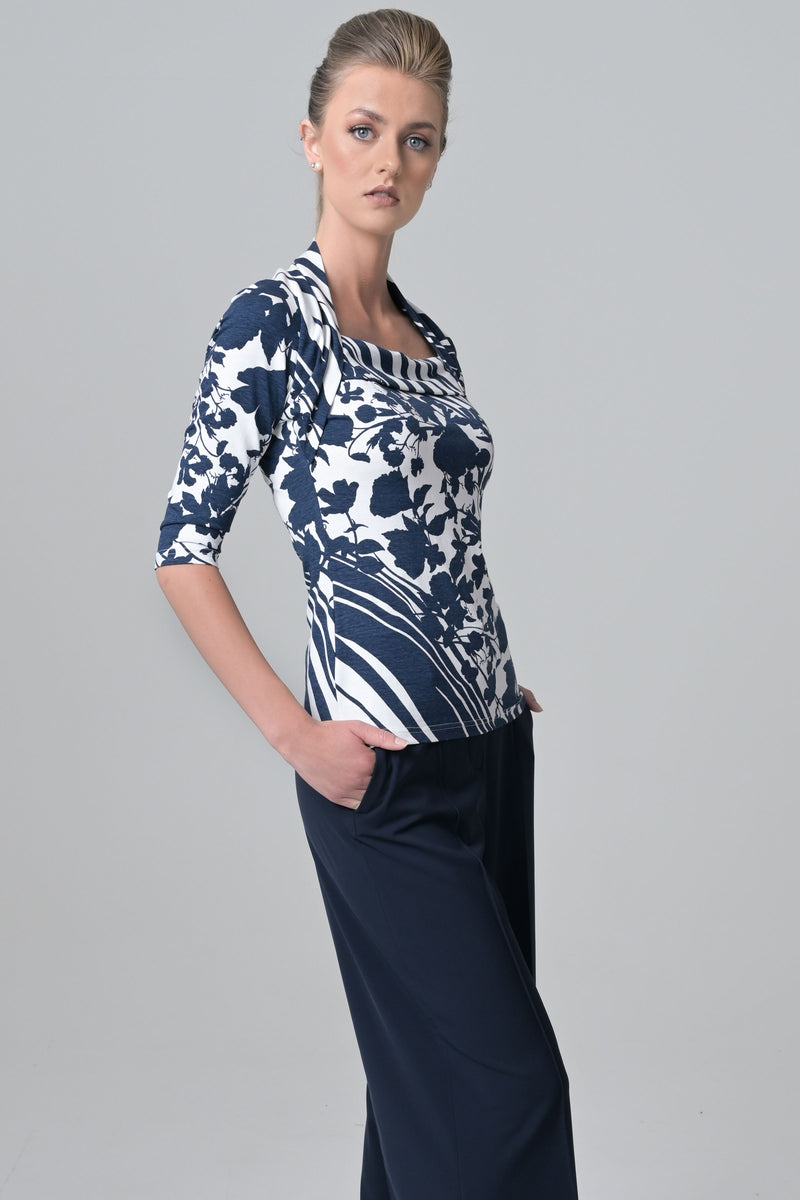 Evoke - Navy Flower Print - Farinaz Taghavi