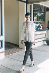 Flow Tunic - Sleeveless Blouse - Off-White & Gold - Farinaz Taghavi