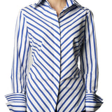 Double Collar - Royal and White Stripe - Farinaz Taghavi