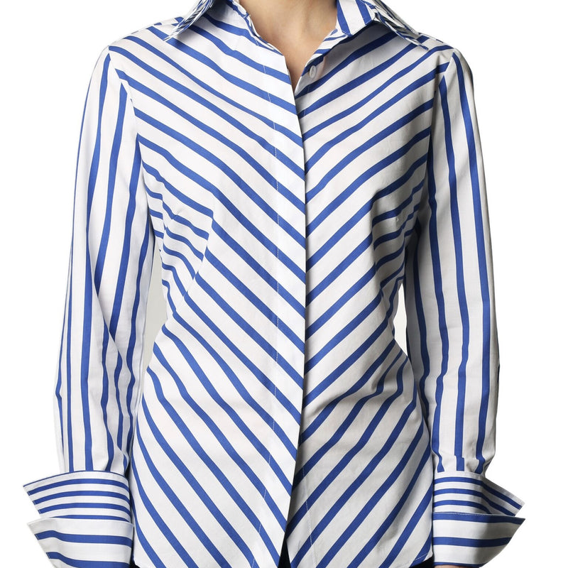 Double Collar - Royal and White Stripe - Farinaz Taghavi