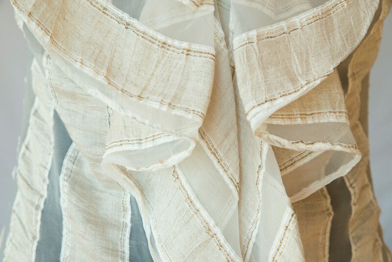 Flow Tunic - Sleeveless Blouse - Off-White & Gold - Farinaz Taghavi